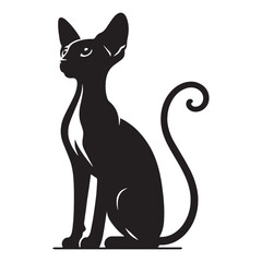Refined Cornish Rex silhouette, portraying the breed’s striking profile - Cornish Rex illustration - Cornish Rex vector - cat silhouette

