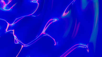 Abstract fluorescent liquid. Neon waves on the background. A beautiful futuristic scene. 3d rendering illustration not AI