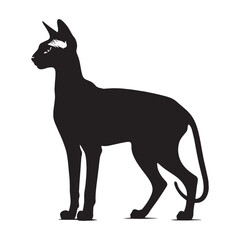 Majestic Cornish Rex silhouette, embodying agility and beauty - Cornish Rex illustration - Cornish Rex vector - cat silhouette

