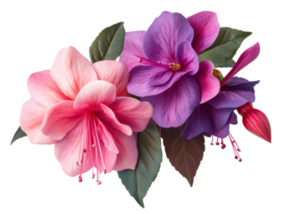 Beautiful pink and purple flowers arrangement for decoration, cut out