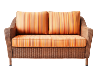 Cozy outdoor couch with striped cushions for garden relaxation, cut out