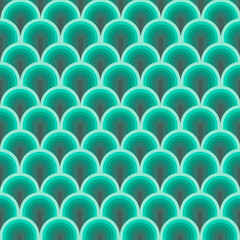 Seamless retro waves green wallpaper.