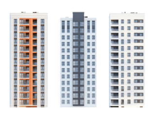 Modern apartment buildings showcasing contemporary architecture style, cut out