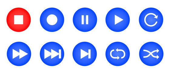 Media Player Icons set. Set of media player button icons.Play and pause buttons,video audio player,player button set icon symbol,play and pause vector button. media player buttons