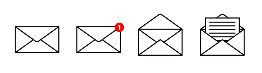 Mail icon set. email icon vector. E-mail icon. Envelope illustration. message envelope mail