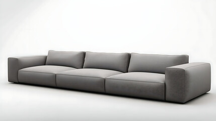 A gray couch with three sections and a brown arm