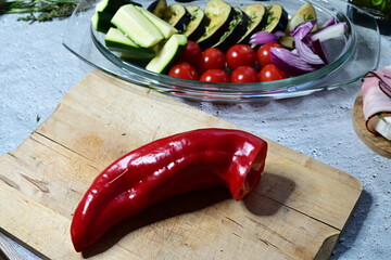 fresh vegetables on a wooden board