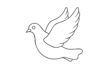 Simple Line Drawing of a Flying Dove, Peace Symbol