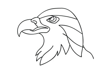 Majestic Eagle Head Profile Line Art, Bird, Wildlife, Nature, Drawing