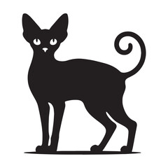 Noble Devon Rex silhouette, a blend of elegance and mystery - Devon Rex illustration - Devon Rex vector - cat silhouette

