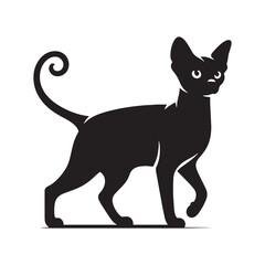 Regal Devon Rex silhouette, a symbol of ancient elegance - Devon Rex illustration - Devon Rex vector - cat silhouette

