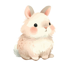 Obraz premium cute watercolor white bunny illustration