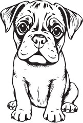 Boxer puppy. Hand drawn vector illustration