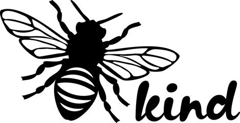 Bee Kind Hand Lettered Silhouette with Wings Spread
