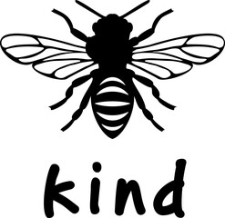 Centered Bee with Playful Kind Typography