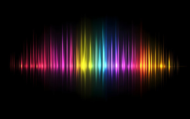 Abstract, colorful sound wave background vector presentation design with neon light effect