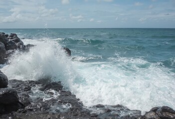 Fototapeta premium Ocean Waves at Rocky Shoreline