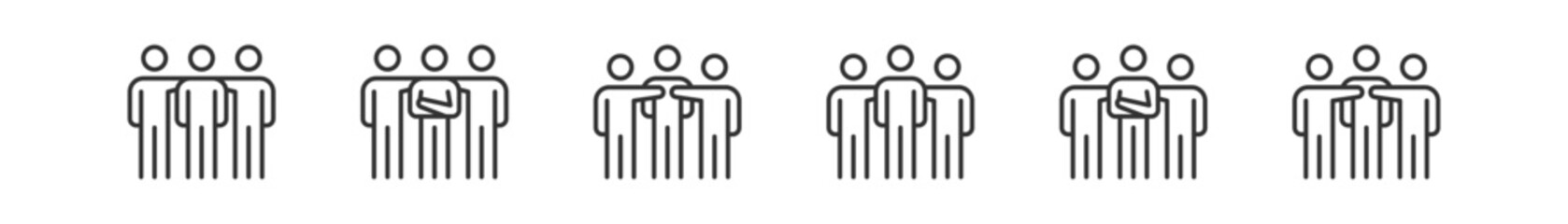 People Team Business Work Group Line Icons,      , Symbol Perfect Design Simple Set For Using In Web Site Logo App UI Infographics Report, Icon Set Vector Illustration