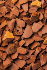 Close-up of brown jagged rocks and stones in natural arrangement