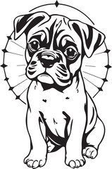 Boxer puppy. Hand drawn vector illustration