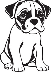 Boxer puppy. Hand drawn vector illustration