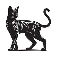 Charming Egyptian Mau silhouette, capturing the breed’s lively spirit - Egyptian Mau illustration - Egyptian Mau vector - cat silhouette

