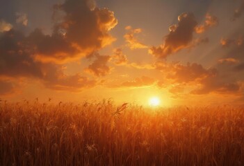 Sunset Over a Field of Trees