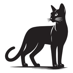 Refined Egyptian Mau silhouette, portraying the breed’s striking profile - Egyptian Mau illustration - Egyptian Mau vector - cat silhouette


