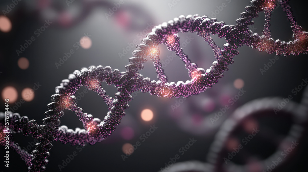 Poster intricate 3d illustration of dna helix structure in a biotechnological context