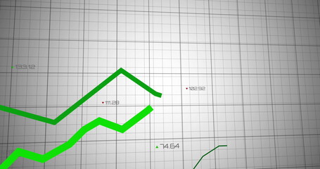 Image of green lines and statistics processing over grid