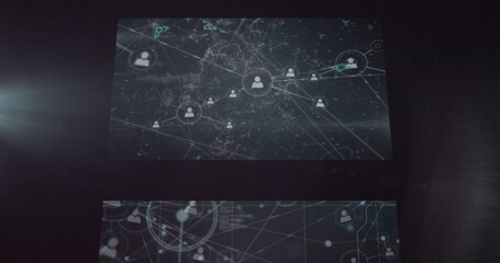 Image of data processing over black background