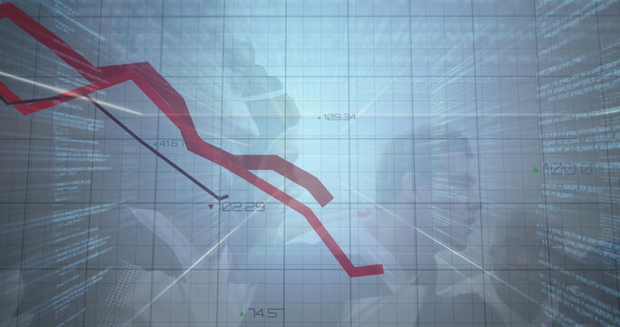 Image of statistics and data processing over rugby player in sports stadium