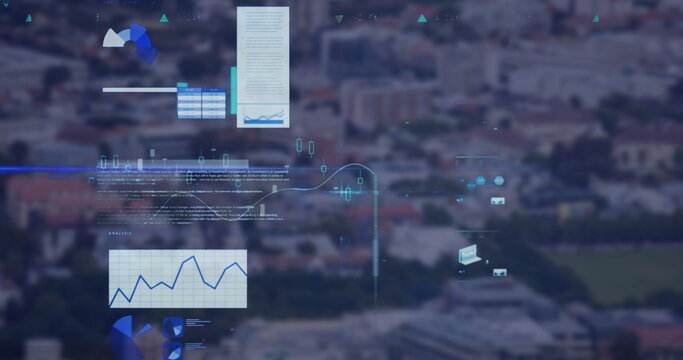 Image of data processing over landscape