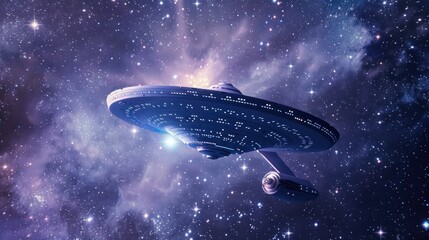 Obraz premium A spaceship traveling through the stars in deep space.