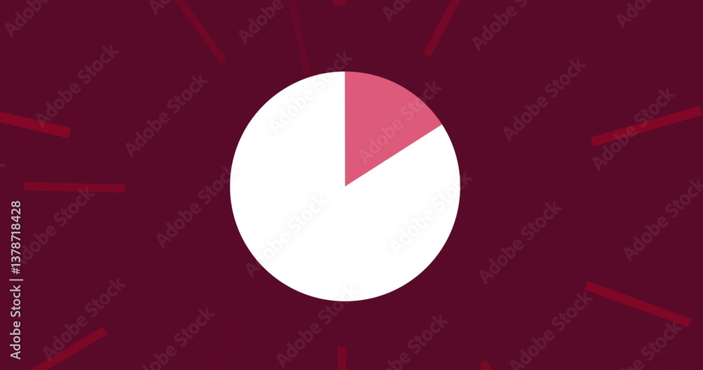 Poster image of pie chart changing over pulsating red rays on red background