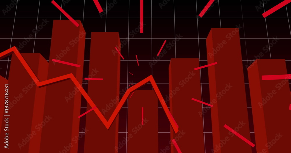 Poster image of red statistics with red rays pulsating over grid background