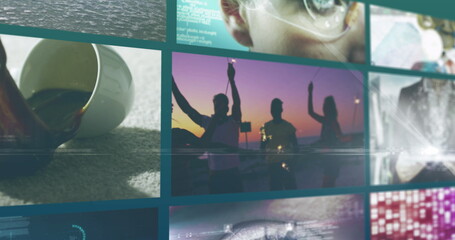 Composite image of nine business, leisure and technology screens