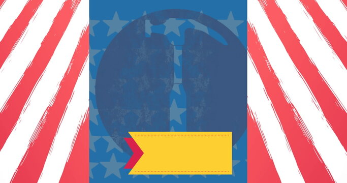 Naklejki Image of hammer over flag of united states of america
