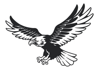 Majestic bird of prey in flight with wings spread