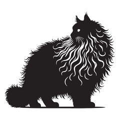 Elegant LaPerm silhouette, a perfect depiction of feline grace - LaPerm illustration - LaPerm vector - cat silhouette

