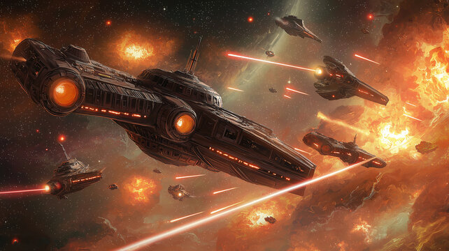 Epic Star Wars-Inspired Space Battle Scene