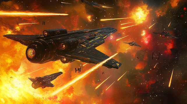 Epic Star Wars-Inspired Space Battle Scene
