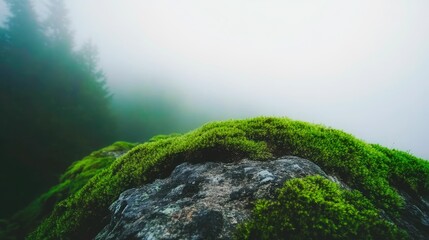 Mossy rock landscape nature scenic view green environment outdoor forest