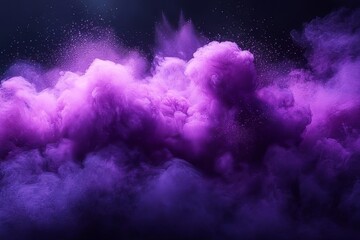 Fototapeta premium Colorful purple smoke fills the air, creating an abstract and mystical atmosphere in a dark setting