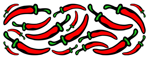 
Color vector illustration of a banner with hot red peppers on a white isolated background