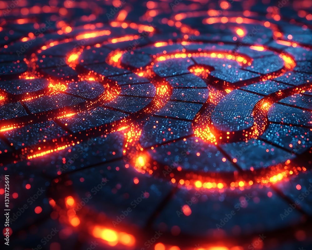 Aufkleber a glowing 3d maze representing cybersecurity protocols with pathways guarded by light beams