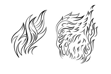 Otline Fire Vector sketch by hand. Image for any size ideal for advertising and posters, personal project or t-shirts, mugs, books, logos, etc.
