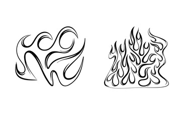Otline Fire Vector sketch by hand. Image for any size ideal for advertising and posters, personal project or t-shirts, mugs, books, logos, etc.