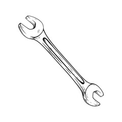 wrench vector line art drawing illustration