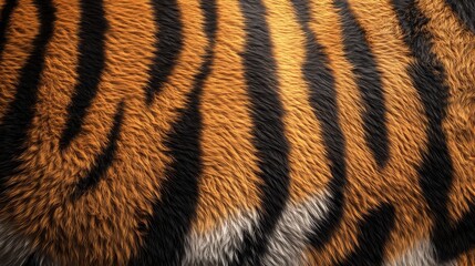 Fototapeta premium Stripes of the Tiger: A close-up of a tiger's fur, revealing the iconic stripes and vibrant texture of its coat.